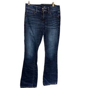 JCP Denim Jeans Womens 28/6S Super Soft Premium Bootcut Mid Rise Dark Wash Blue